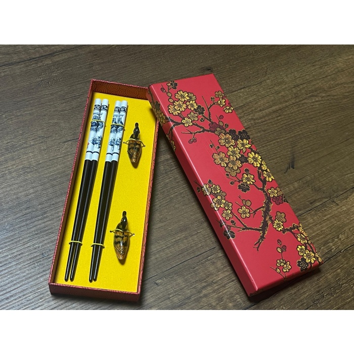 Desenli Özel Kutulu 2li Chopsticks Yemek Çubuğu
