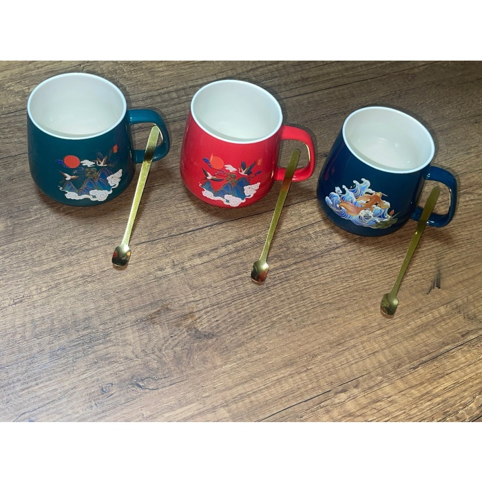 Çin Temalı Fincan ve Kaşık İkili Set