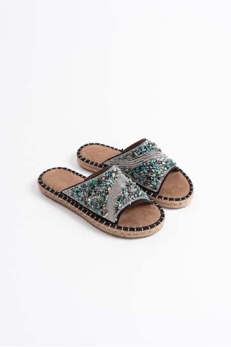 Dennis Kadın Siyah Taş İşlemeli Terlik