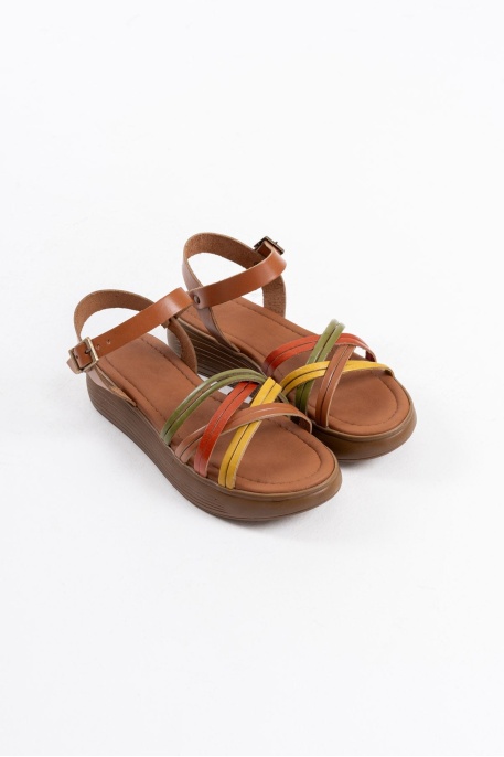 Bera Çok Renkli Hakiki Deri Sandalet