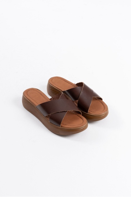 Borlina Acı Kahve Hakiki Deri Terlik