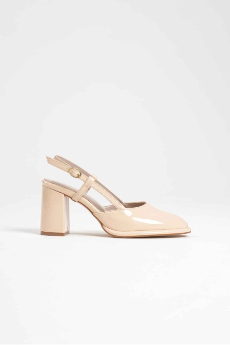 Denma Açık Sarı Rugan Kadın Topuklu Ayakkabı