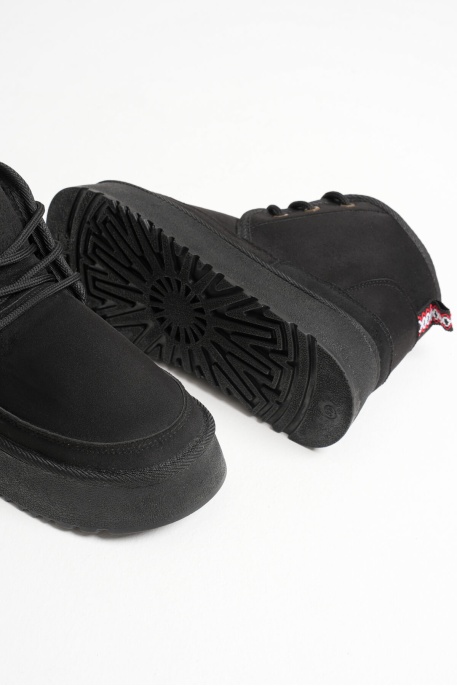 Elena Kadın Siyah Kışlık İçi Kürklü Kalın Taban Bot