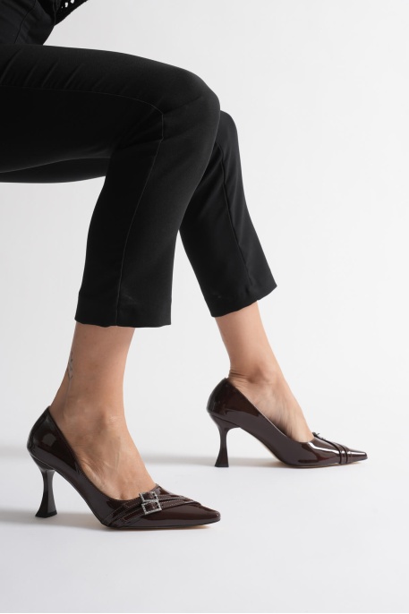 Maya Kadın Acı Kahve Rugan Ayakkabı