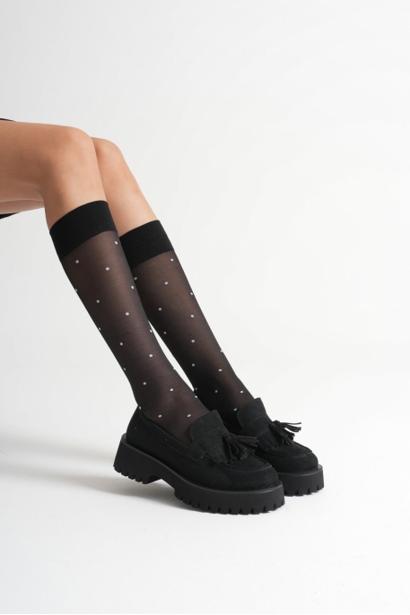 Mina Kadın Günlük Siyah Süet Loafer Ayakkabı