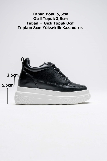 Kadın Gizli Topuk Siyah BT Spor Ayakkabı