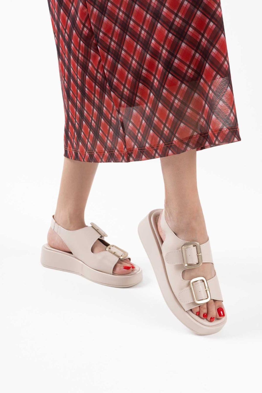 Shery Bej Cilt Sandalet