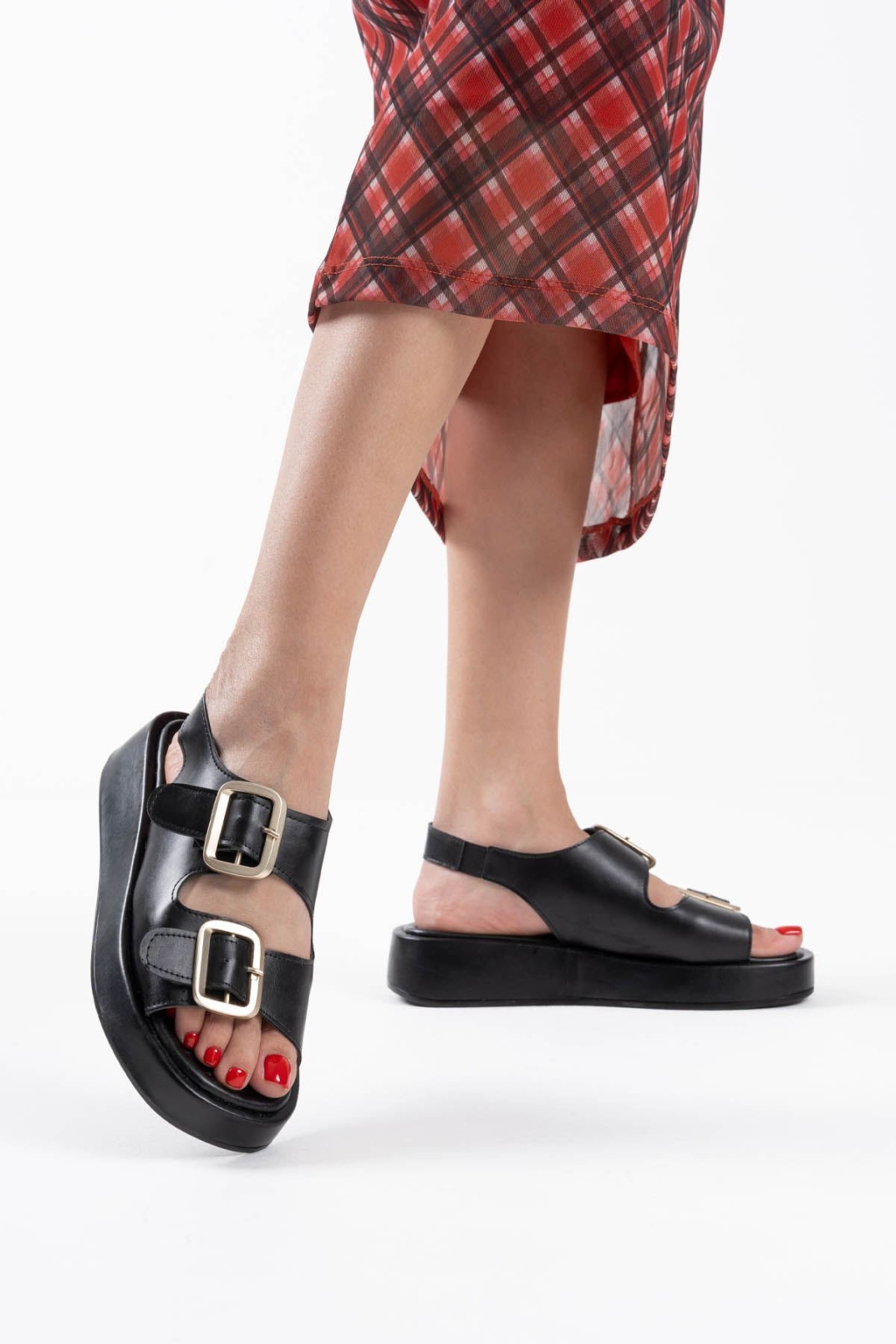 Shery Siyah Cilt Sandalet