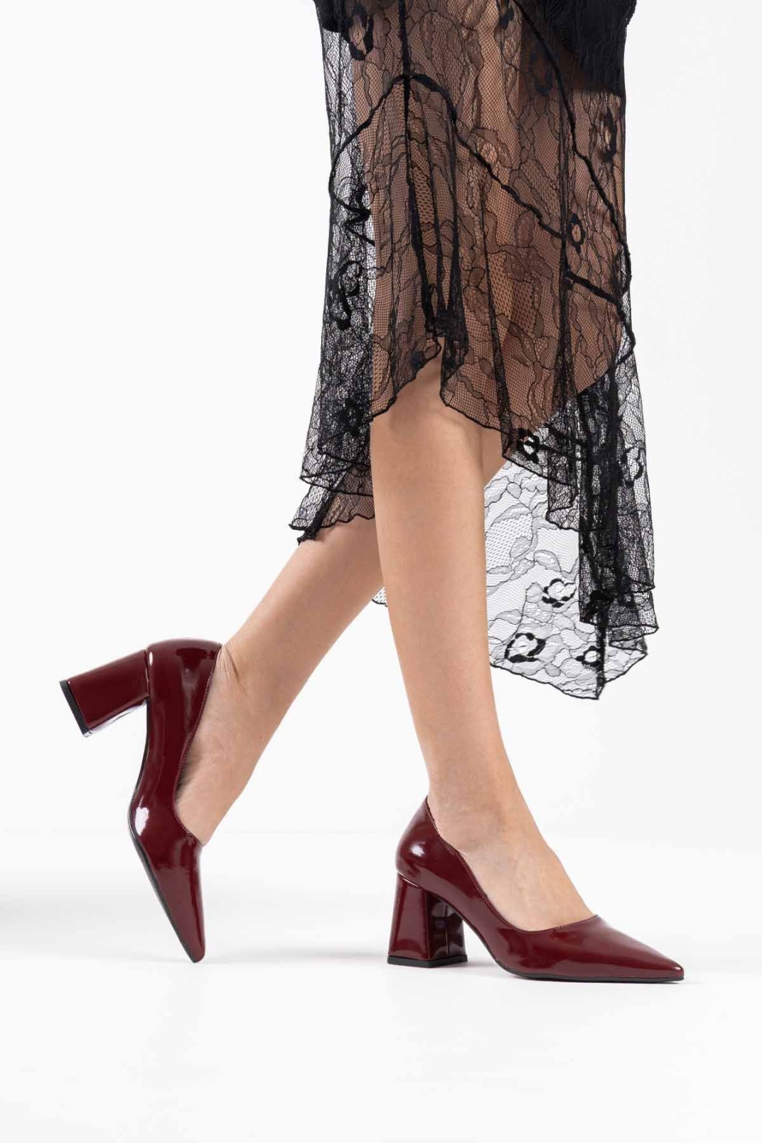 Valeria Bordo Rugan Kadın Topuklu Ayakkabı