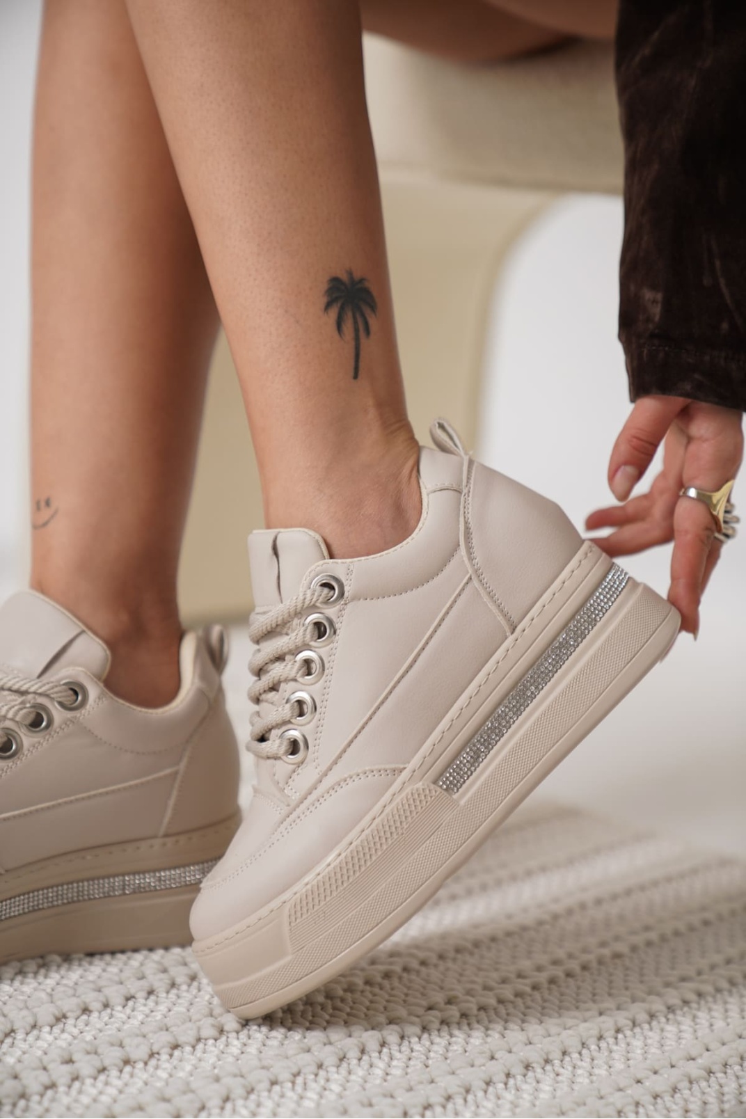 Alice Kadın Bej Gizli Topuklu Sneaker