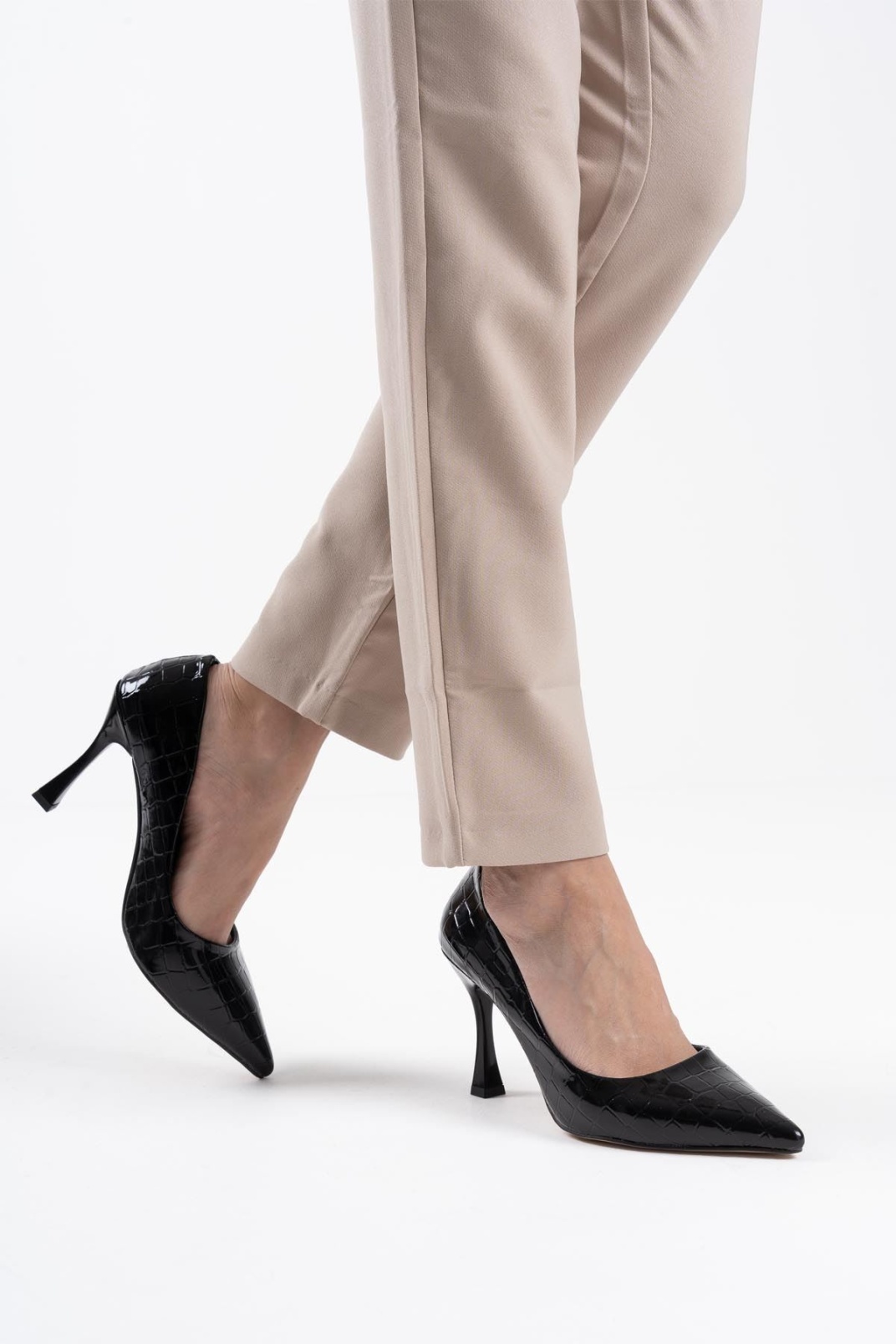 Harper Kadın Siyah Kroko Rugan Stiletto