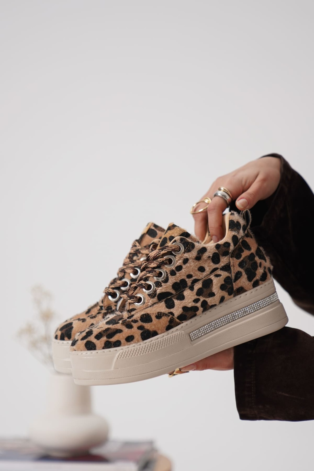 Alice Kadın Leopar Desenli Gizli Topuklu Sneaker