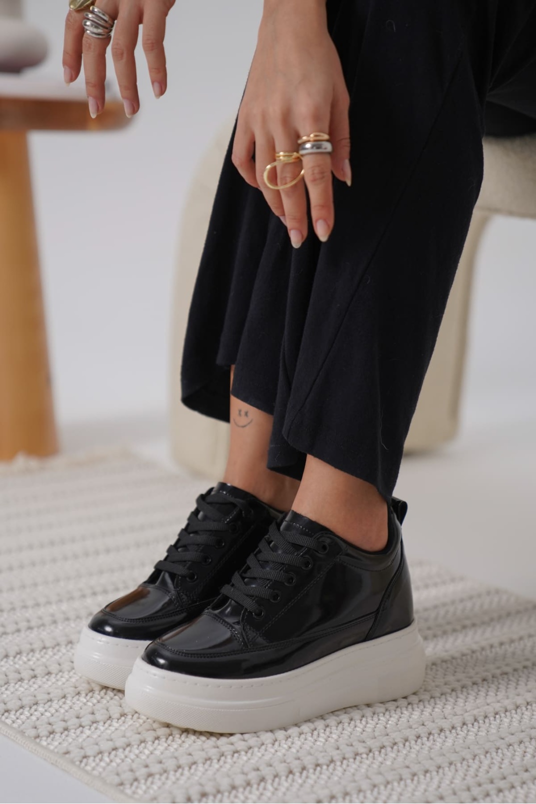 Lauren Kadın Gizli Topuk Siyah Spor Ayakkabı