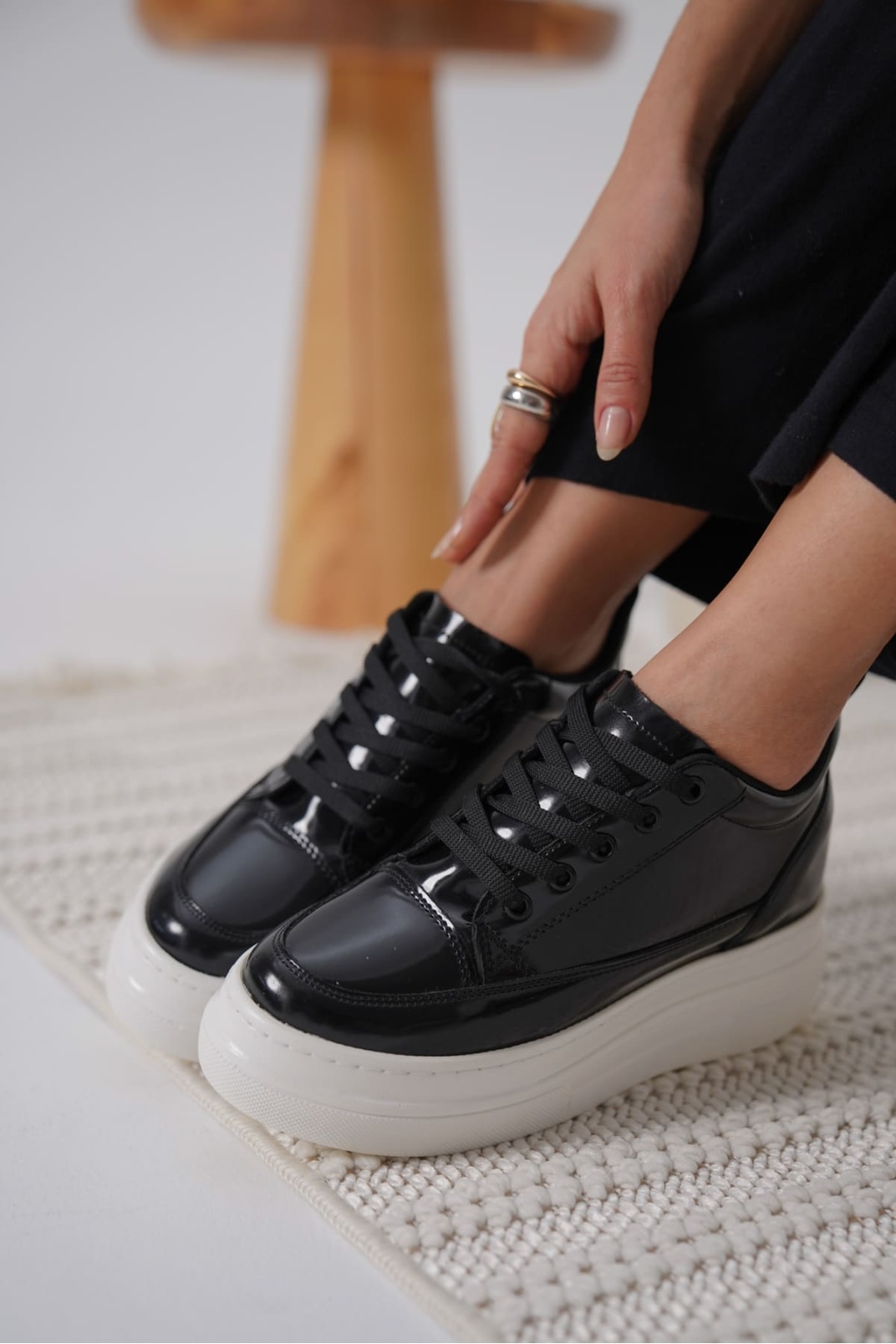 Lauren Kadın Gizli Topuk Siyah Spor Ayakkabı