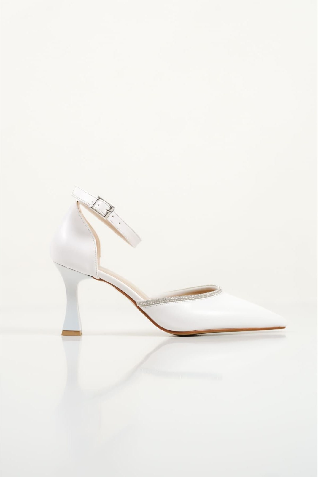 Darla Taşlı Kadın Beyaz Topuklu Ayakkabı
