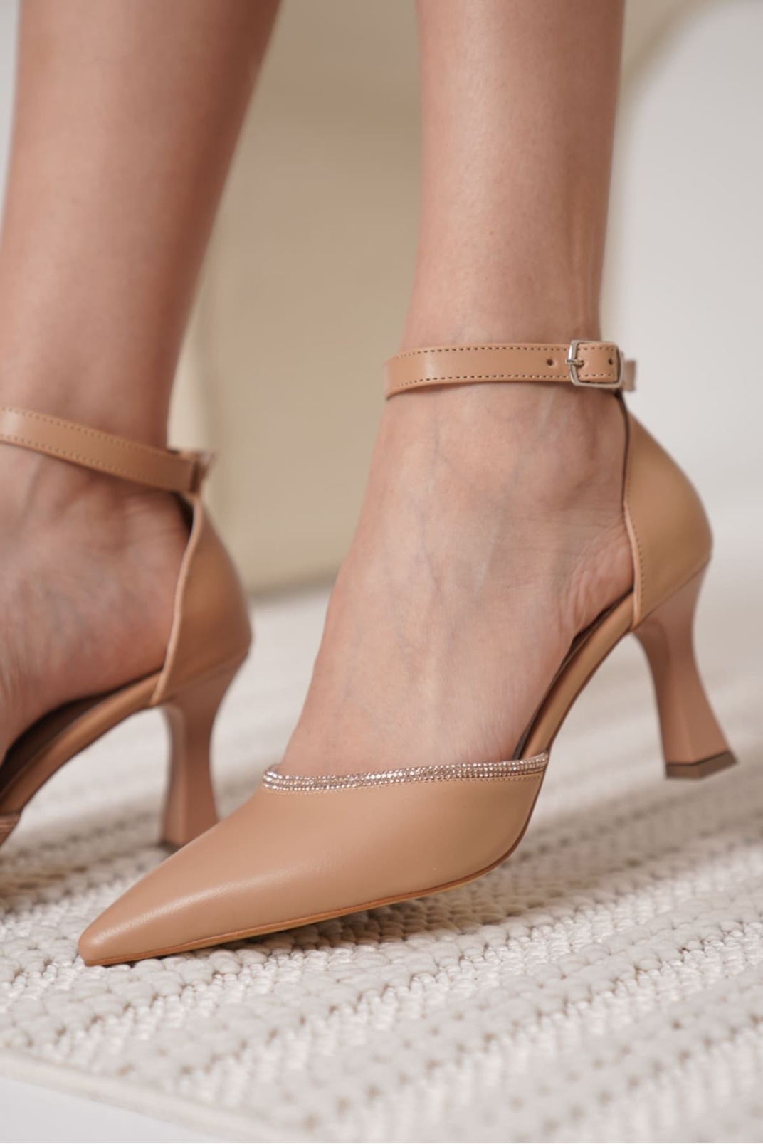 Darla Taşlı Kadın Nude Topuklu Ayakkabı