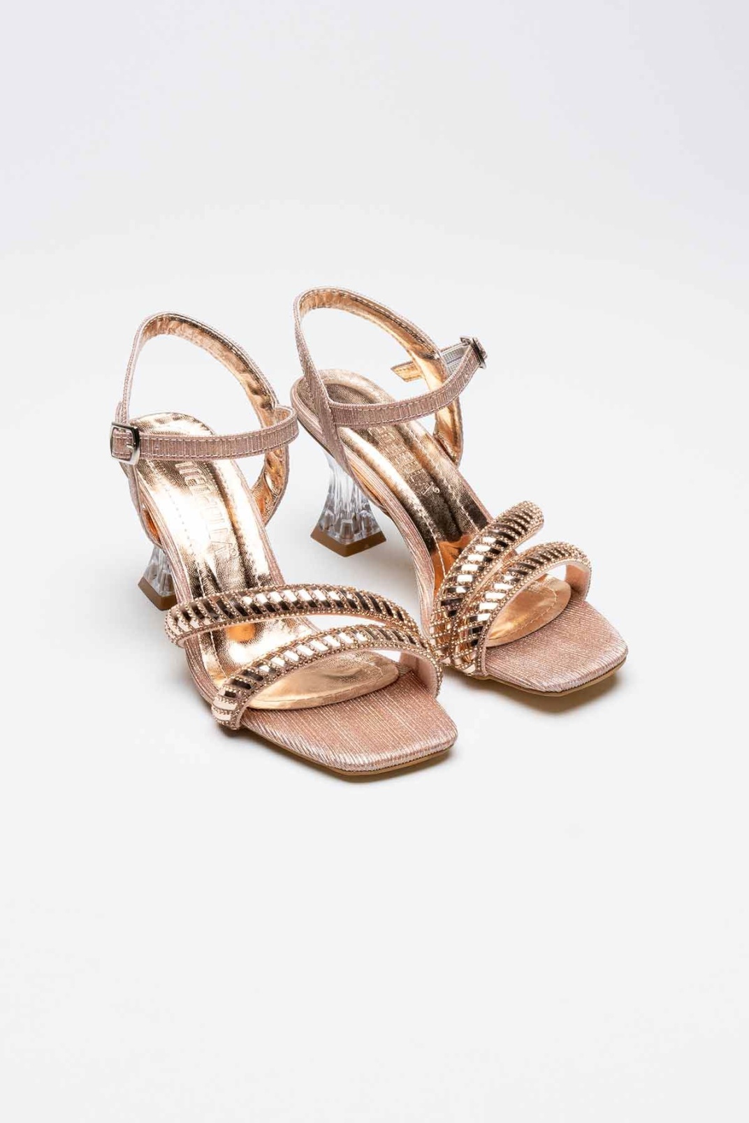Kendy Rose Gold Taşlı Kadın Topuklu Sandalet