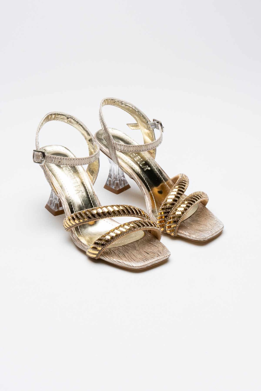 Kendy Altın Taşlı Kadın Topuklu Sandalet