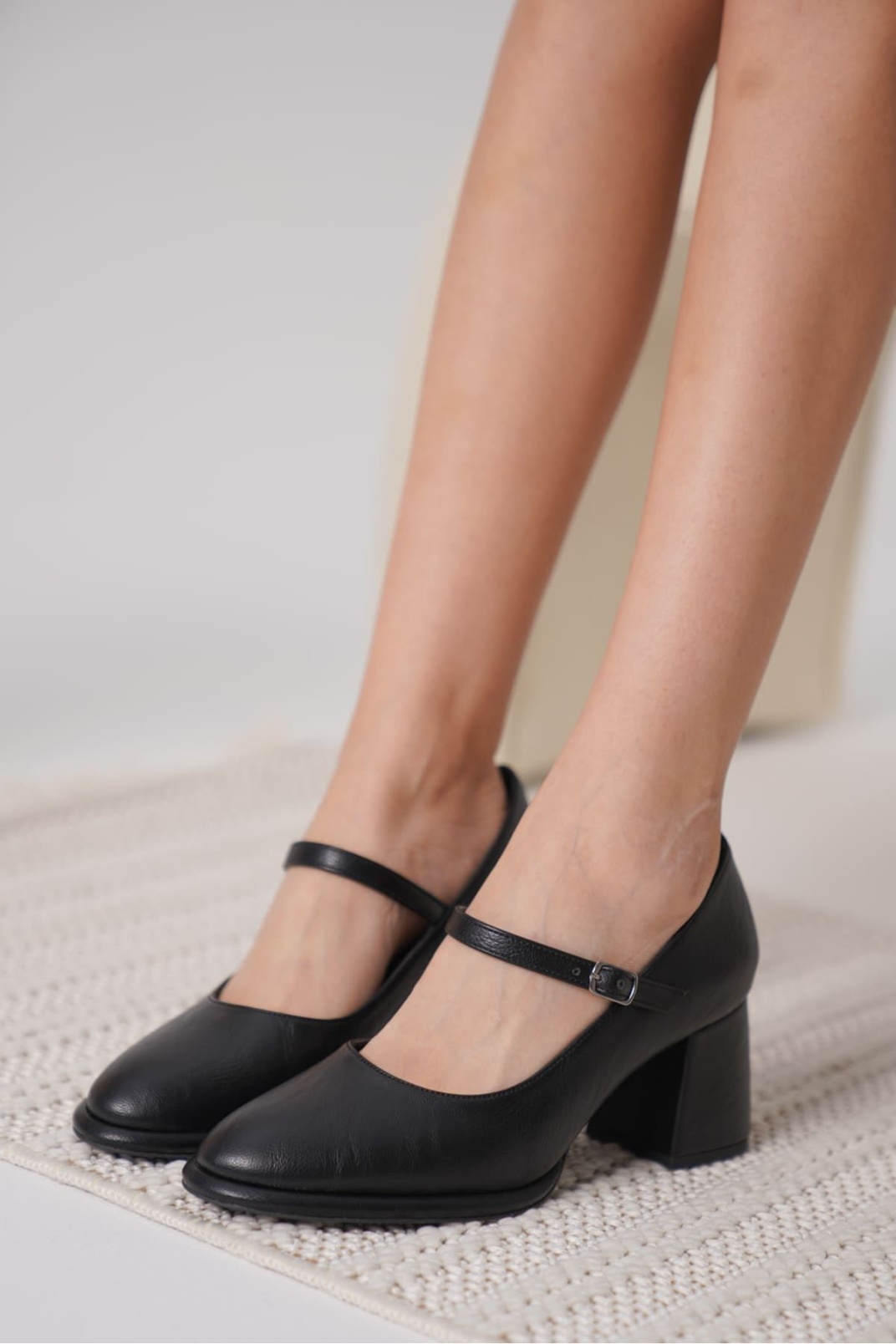 Slay Siyah Cilt Kadın Topuklu Ayakkabı