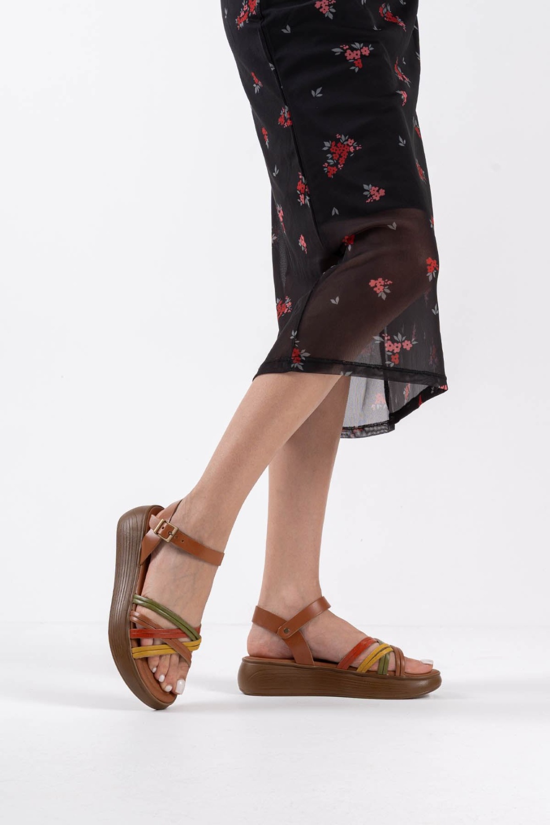 Bera Çok Renkli Hakiki Deri Sandalet