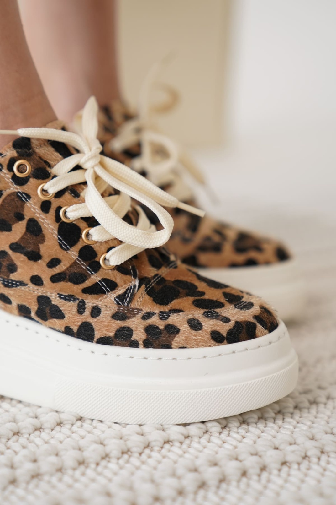 Lauren Kadın Gizli Topuk Beyaz Taban Leopar Spor Ayakkabı
