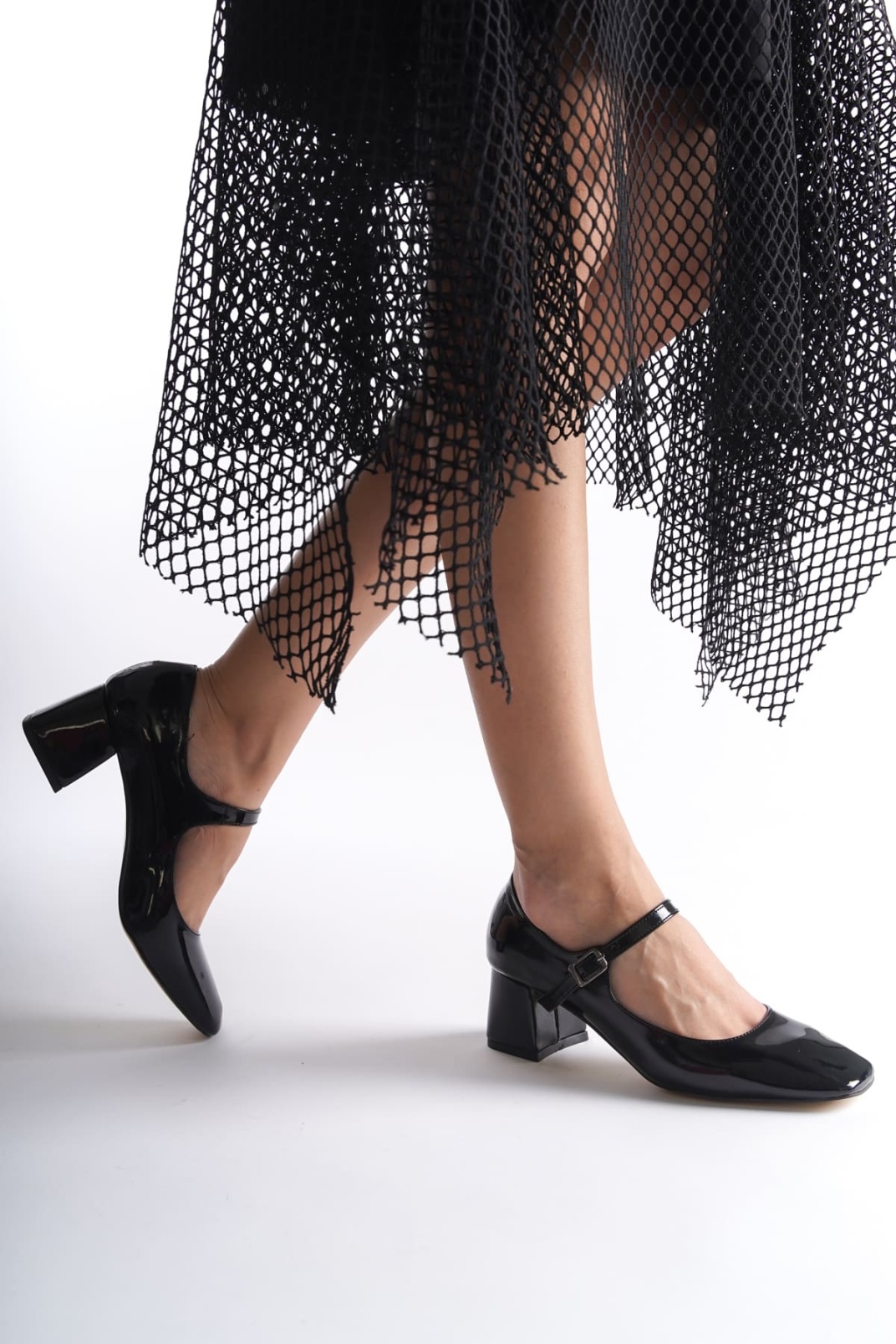 Rosalie Siyah Rugan Topuklu Kadın Ayakkabı