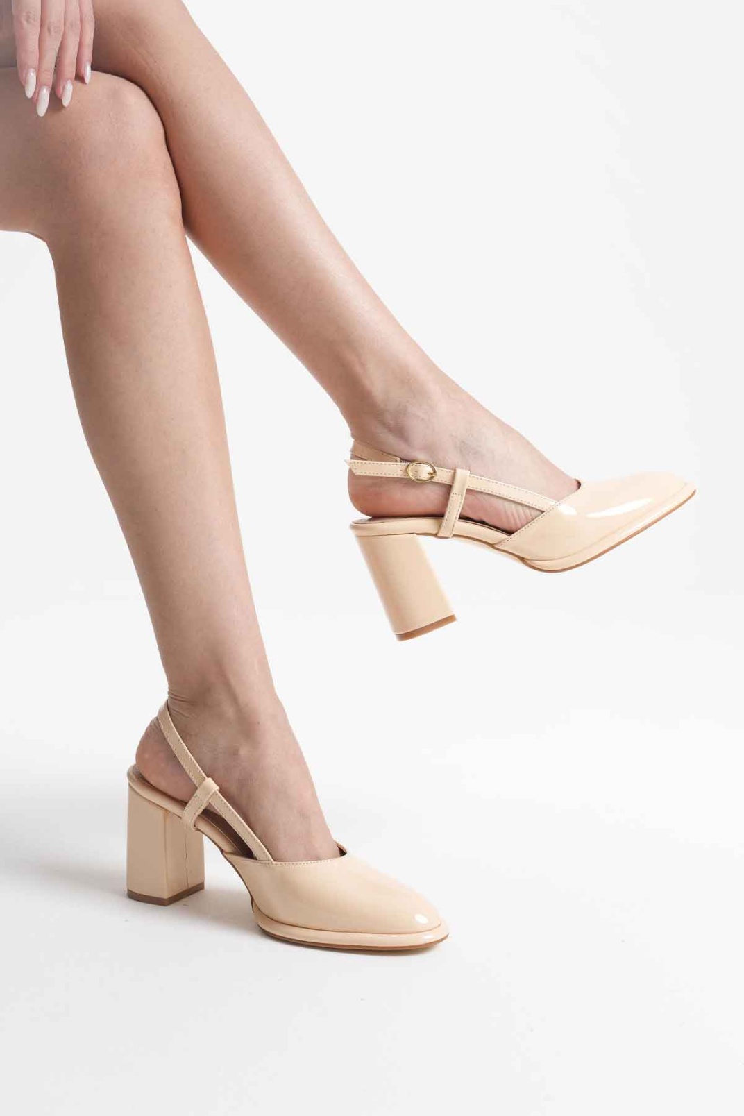 Denma Açık Sarı Rugan Kadın Topuklu Ayakkabı