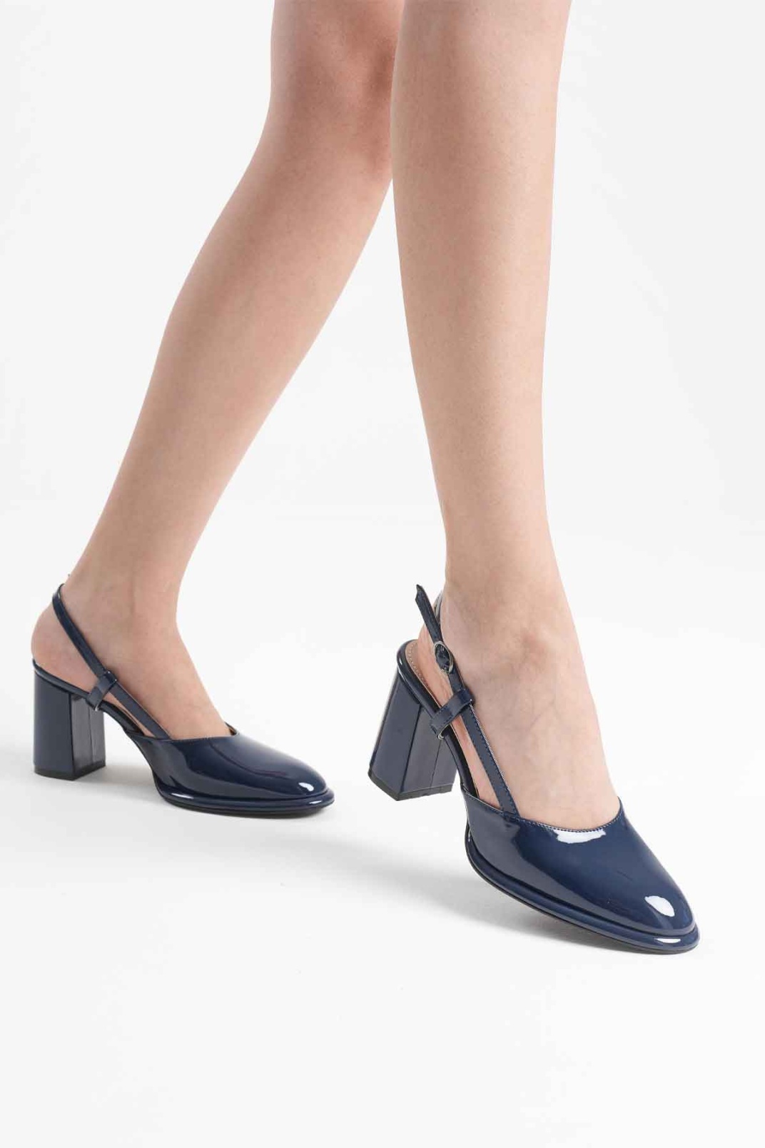 Denma Lacivert Rugan Kadın Topuklu Ayakkabı