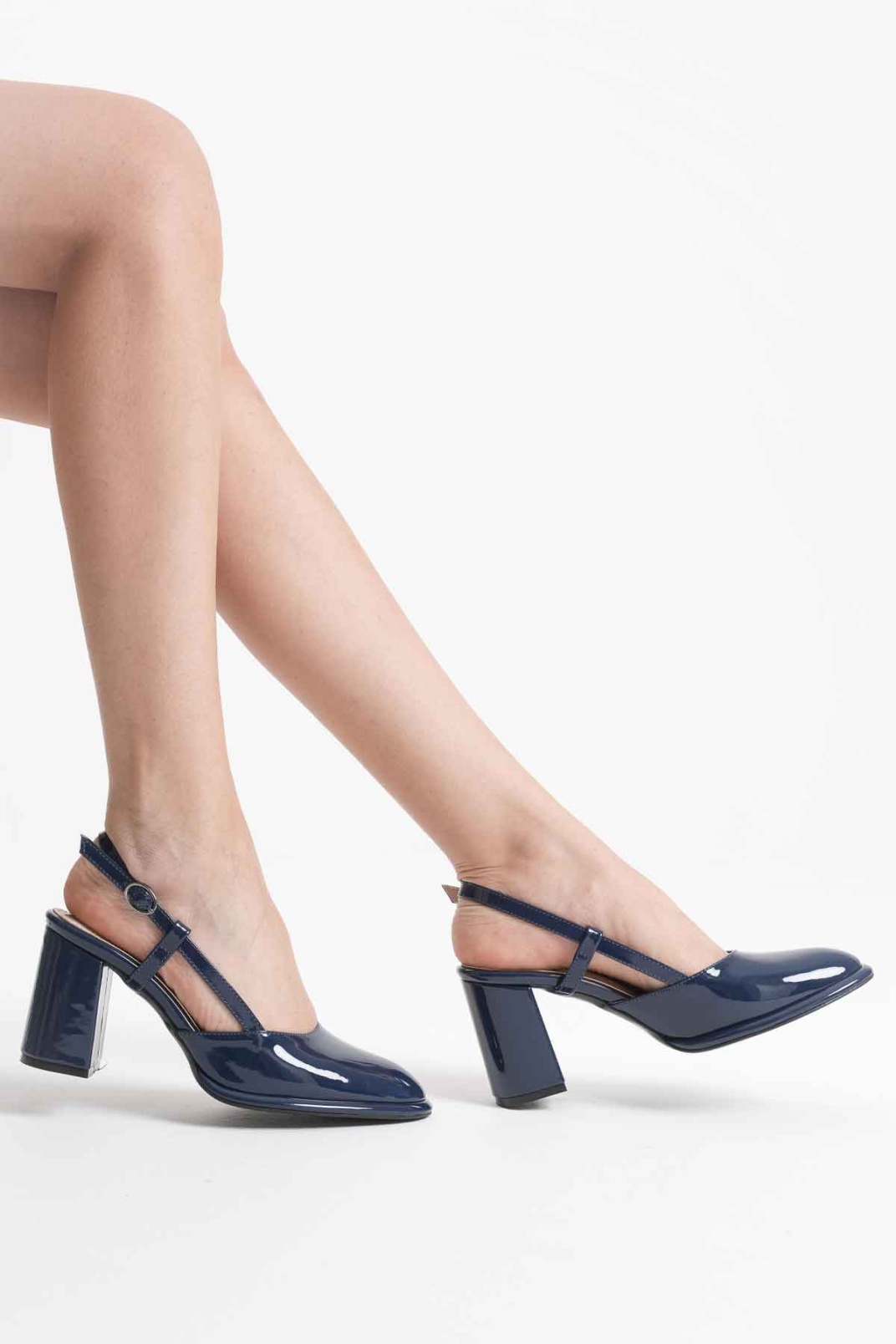Denma Lacivert Rugan Kadın Topuklu Ayakkabı