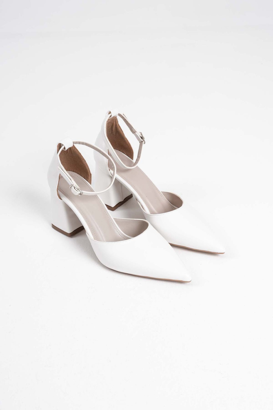 Doren Beyaz Cilt Kadın Topuklu Ayakkabı