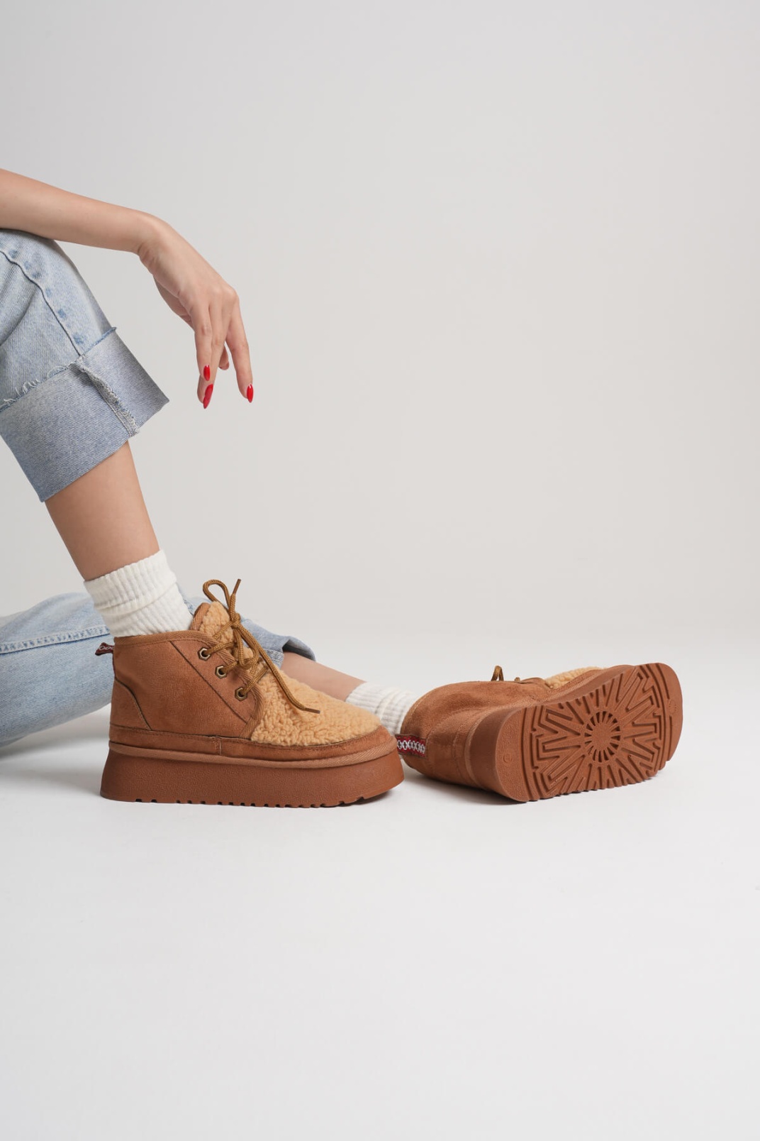 Loana Kadın Kürklü Taba Kışlık Kalın Tabanlı Bot