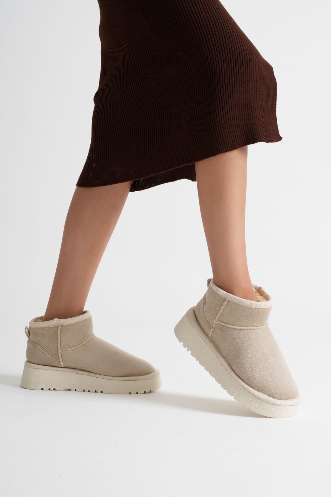 Alina Kadın Bej Kışlık Kürklü Bot