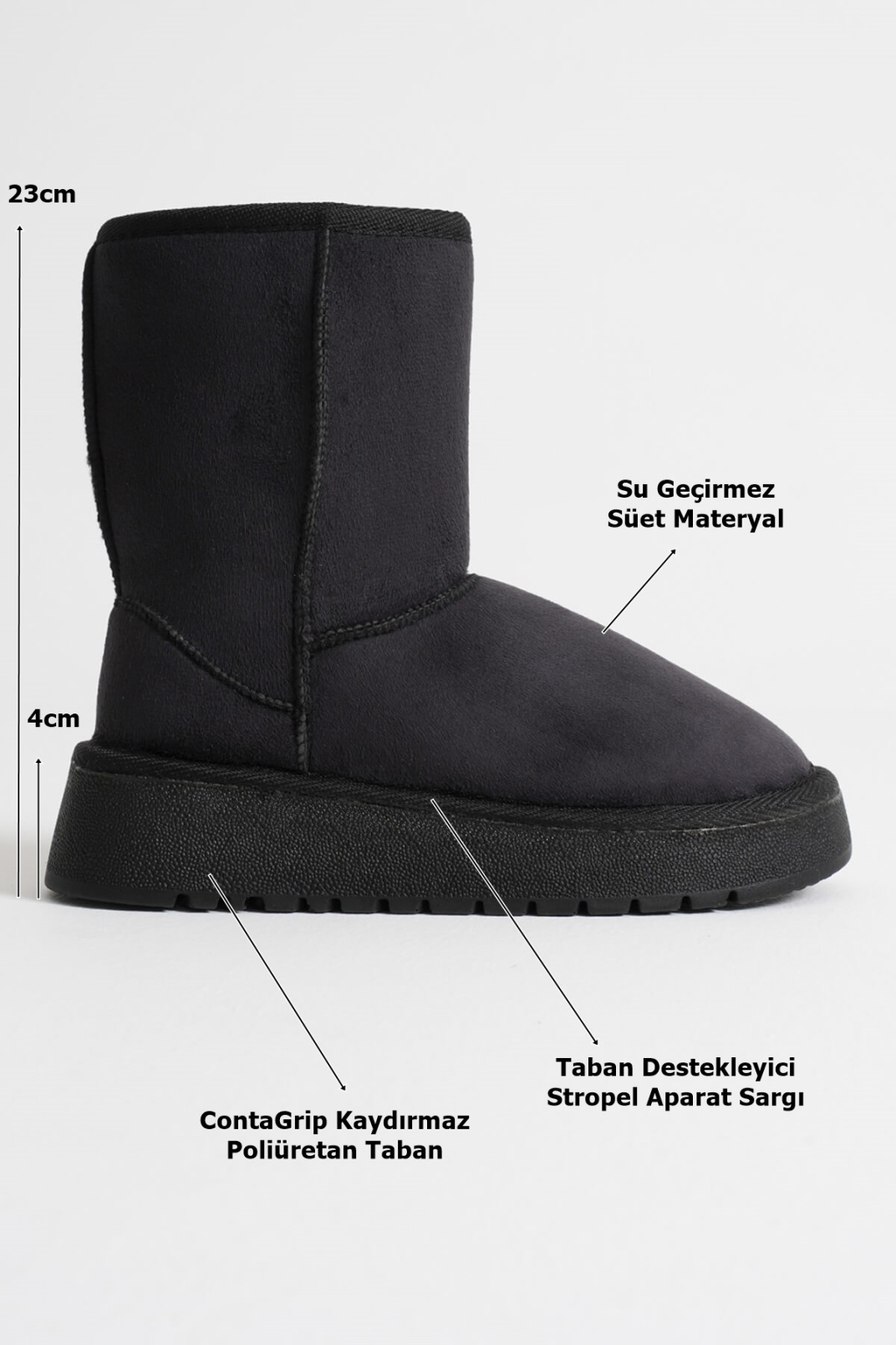 Anisa Kadın Siyah Kışlık Kürklü Bot