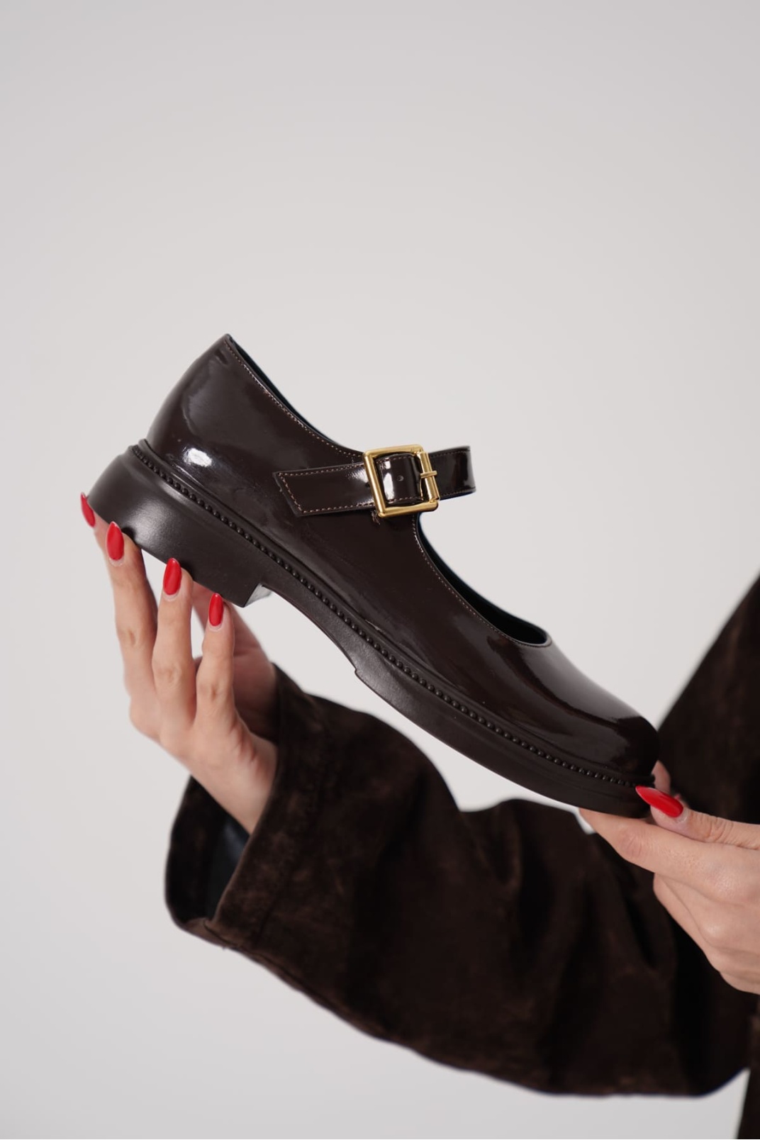 Briana Acı Kahve Rugan Mary Jane Ayakkabı