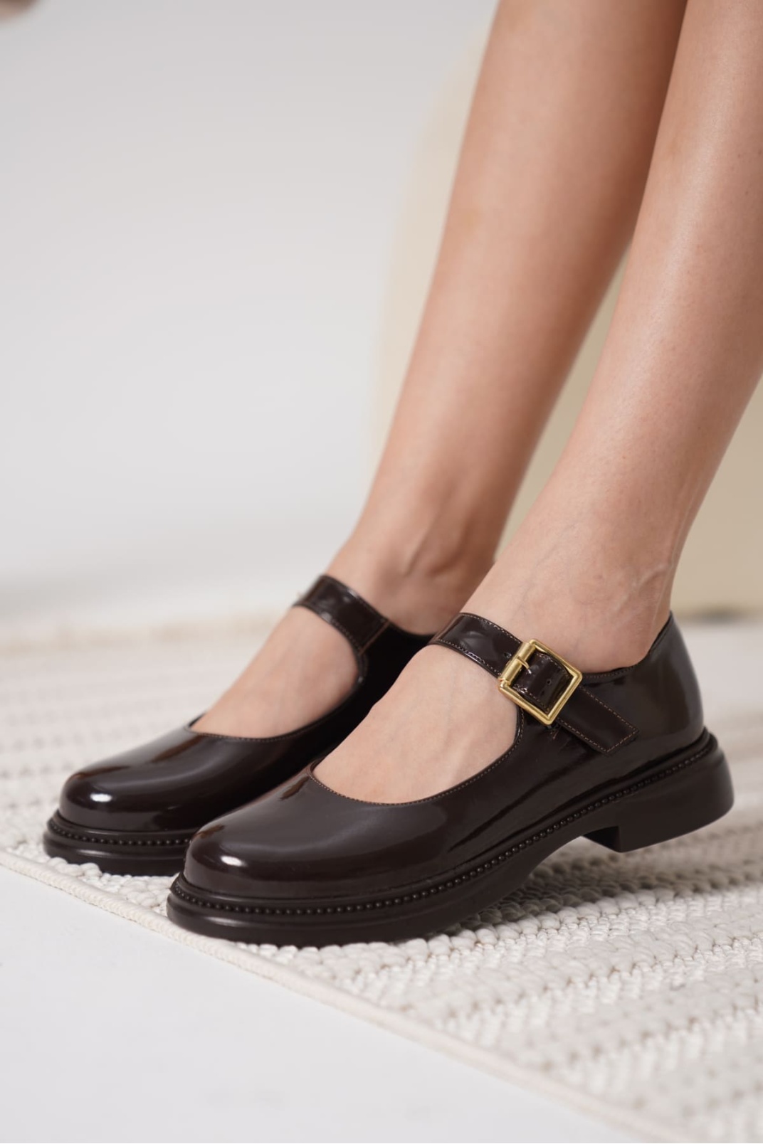 Briana Acı Kahve Rugan Mary Jane Ayakkabı