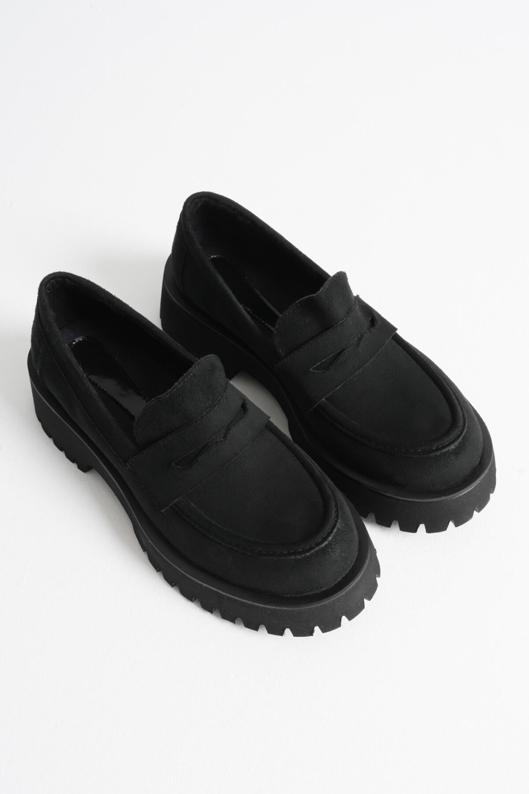 Noir Kadın Günlük Siyah Süet Loafer Ayakkabı