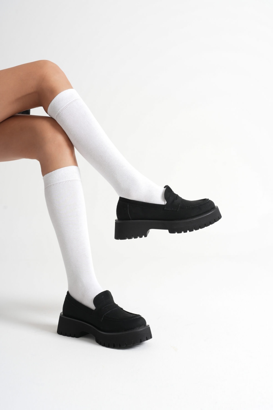 Noir Kadın Günlük Siyah Süet Loafer Ayakkabı