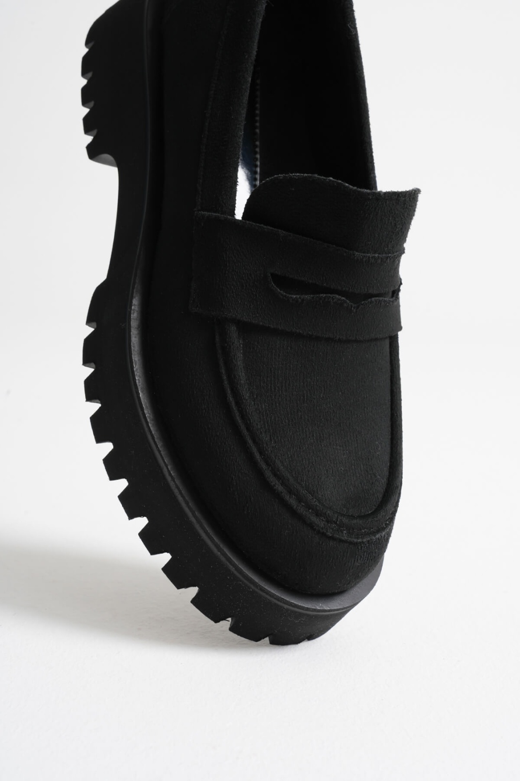 Noir Kadın Günlük Siyah Süet Loafer Ayakkabı