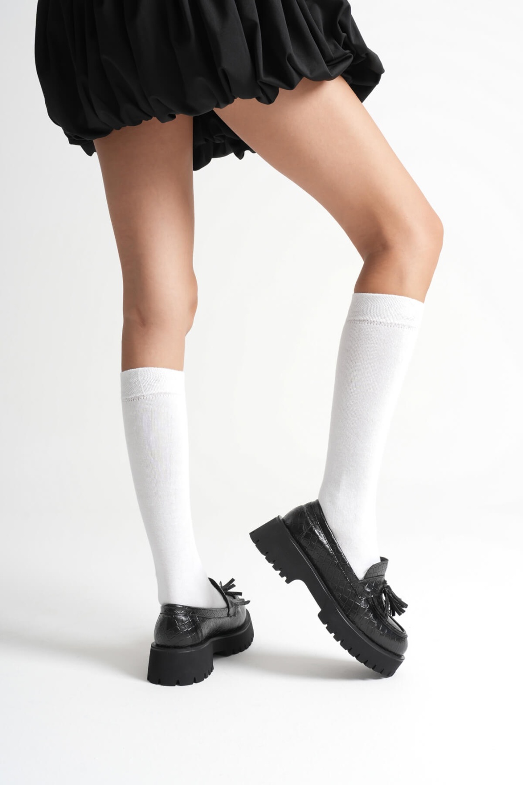 Mina Kadın Günlük Siyah Kroko Baskılı Loafer Ayakkabı