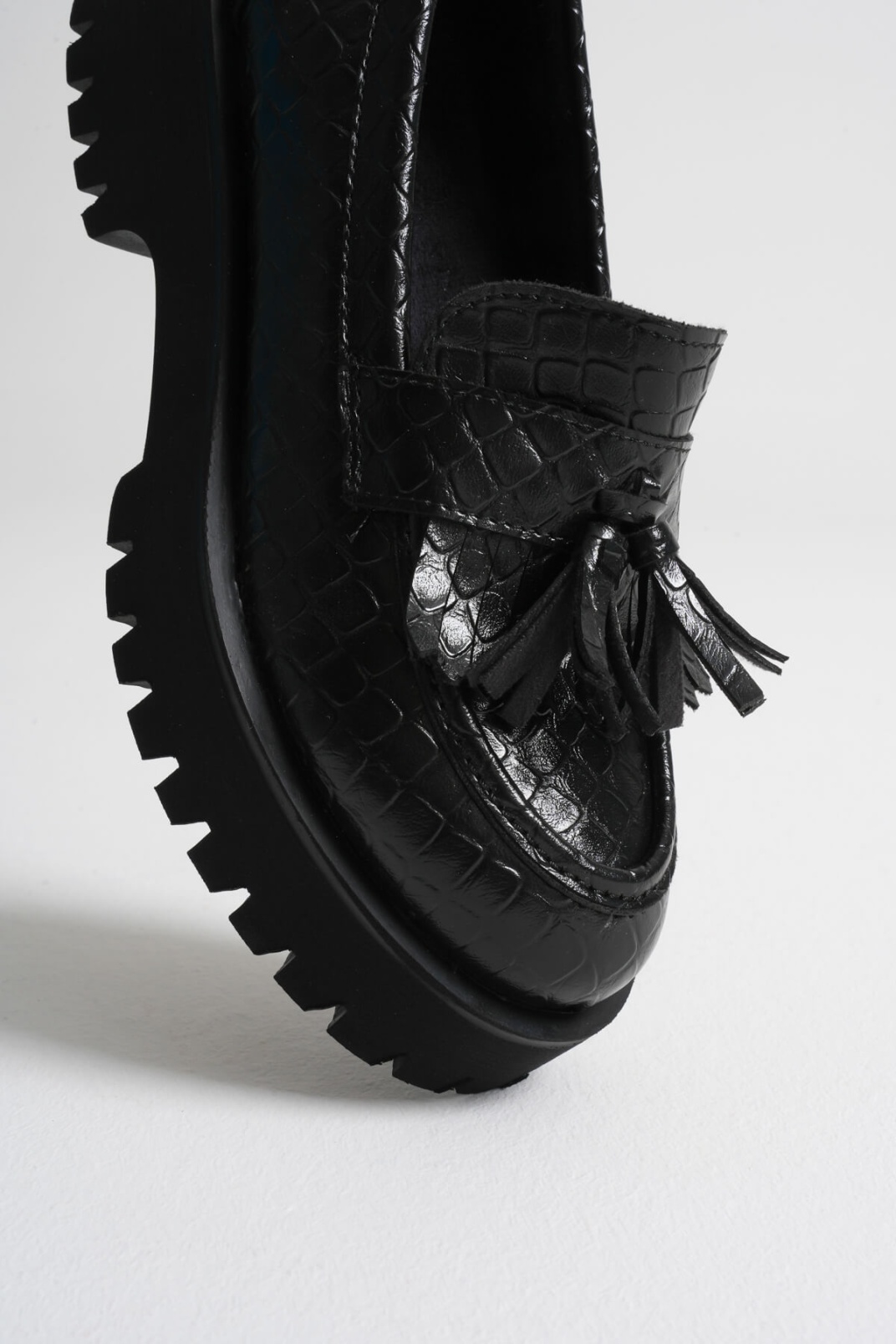 Mina Kadın Günlük Siyah Kroko Baskılı Loafer Ayakkabı