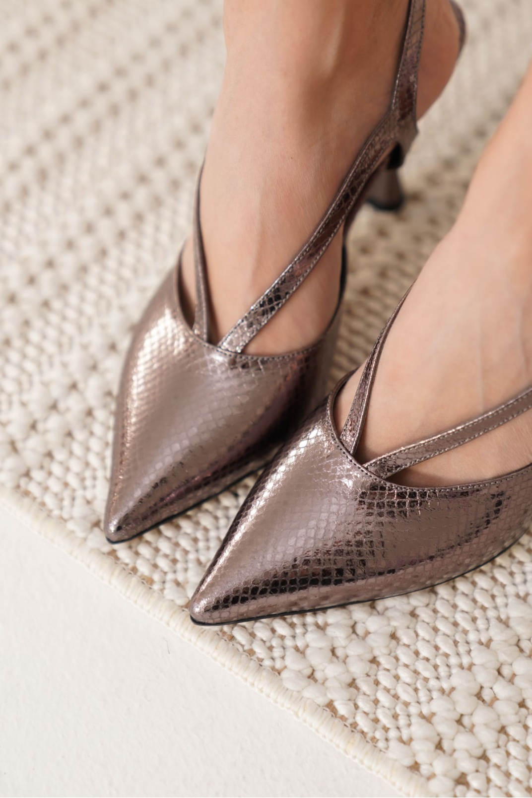 Violet Kadın Platin Topuklu Ayakkabı