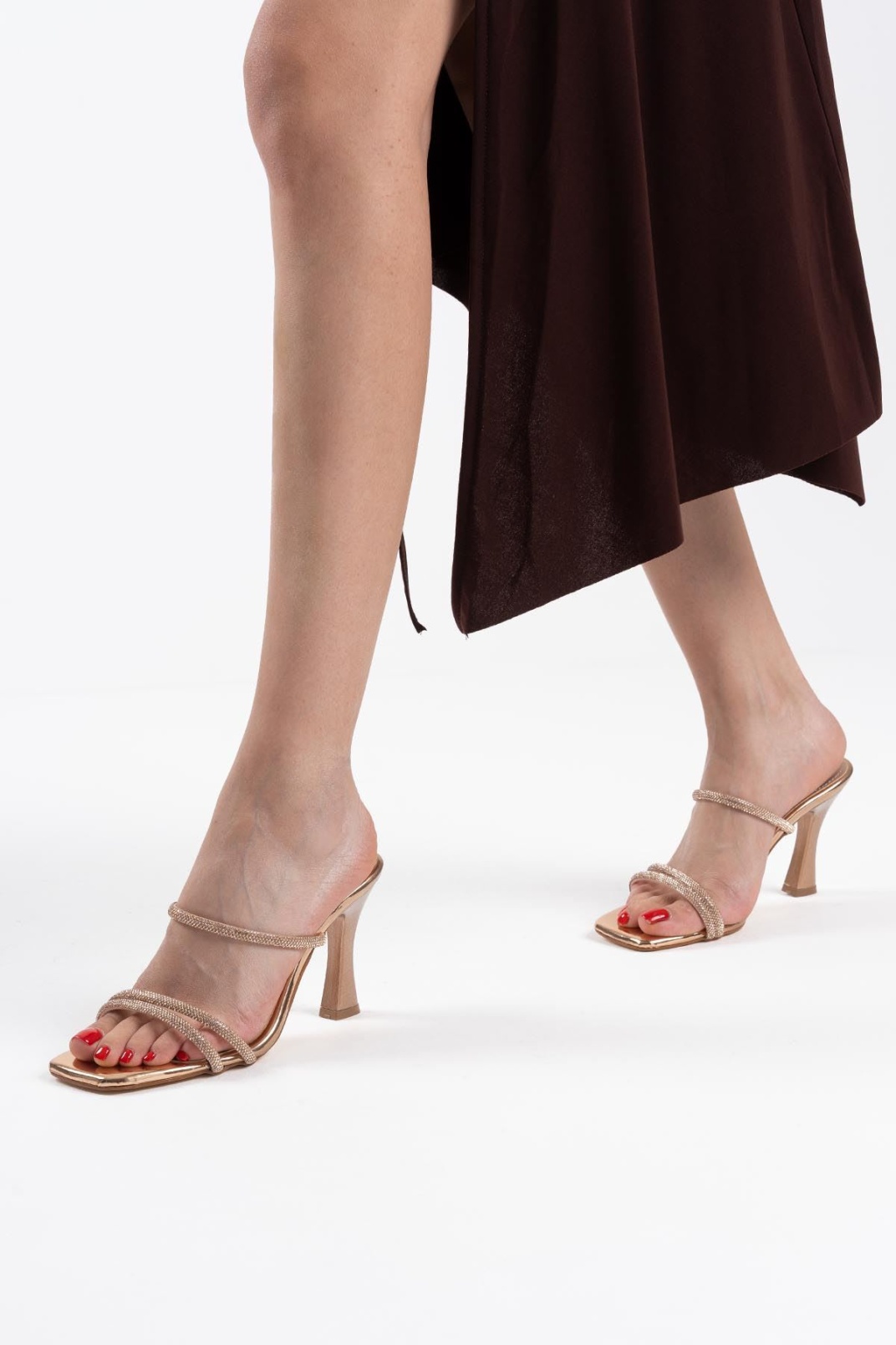 Alvina Bronz Ayna Taşlı Kadın Topuklu Terlik