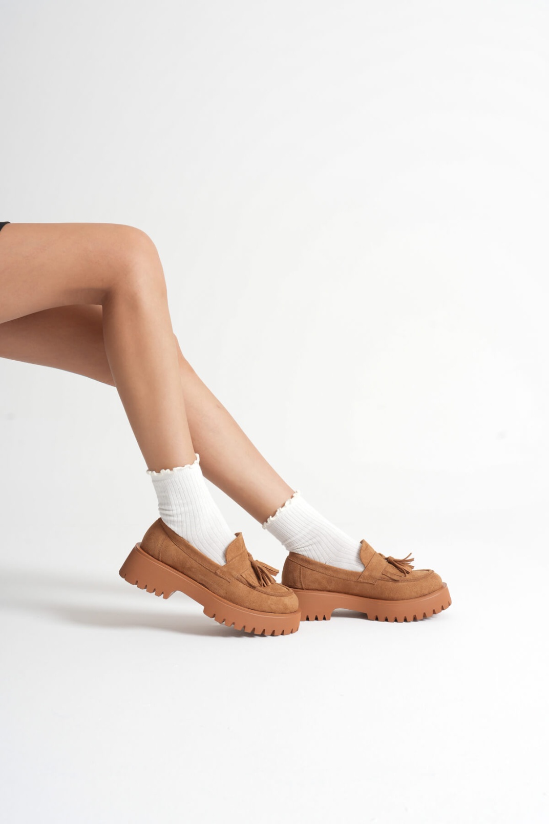 Mina Kadın Günlük Taba Süet Loafer Ayakkabı