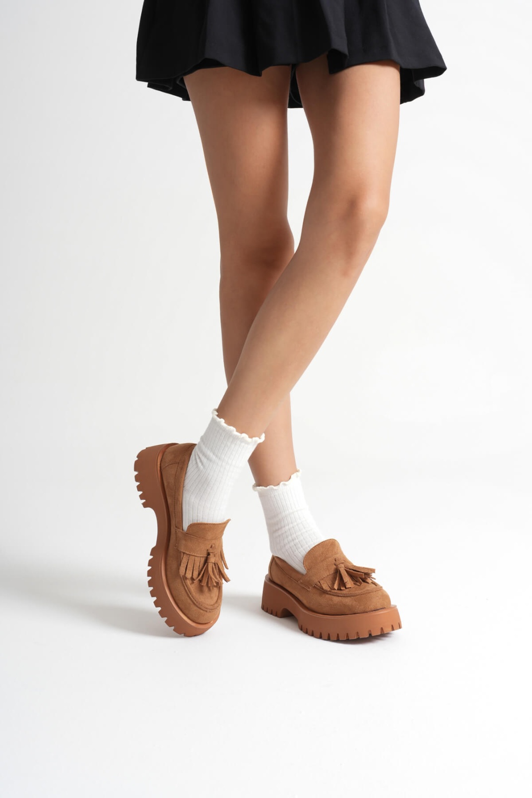 Mina Kadın Günlük Taba Süet Loafer Ayakkabı