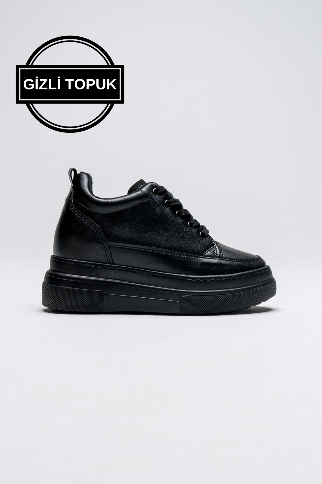 Kadın Gizli Topuk Siyah Spor Ayakkabı