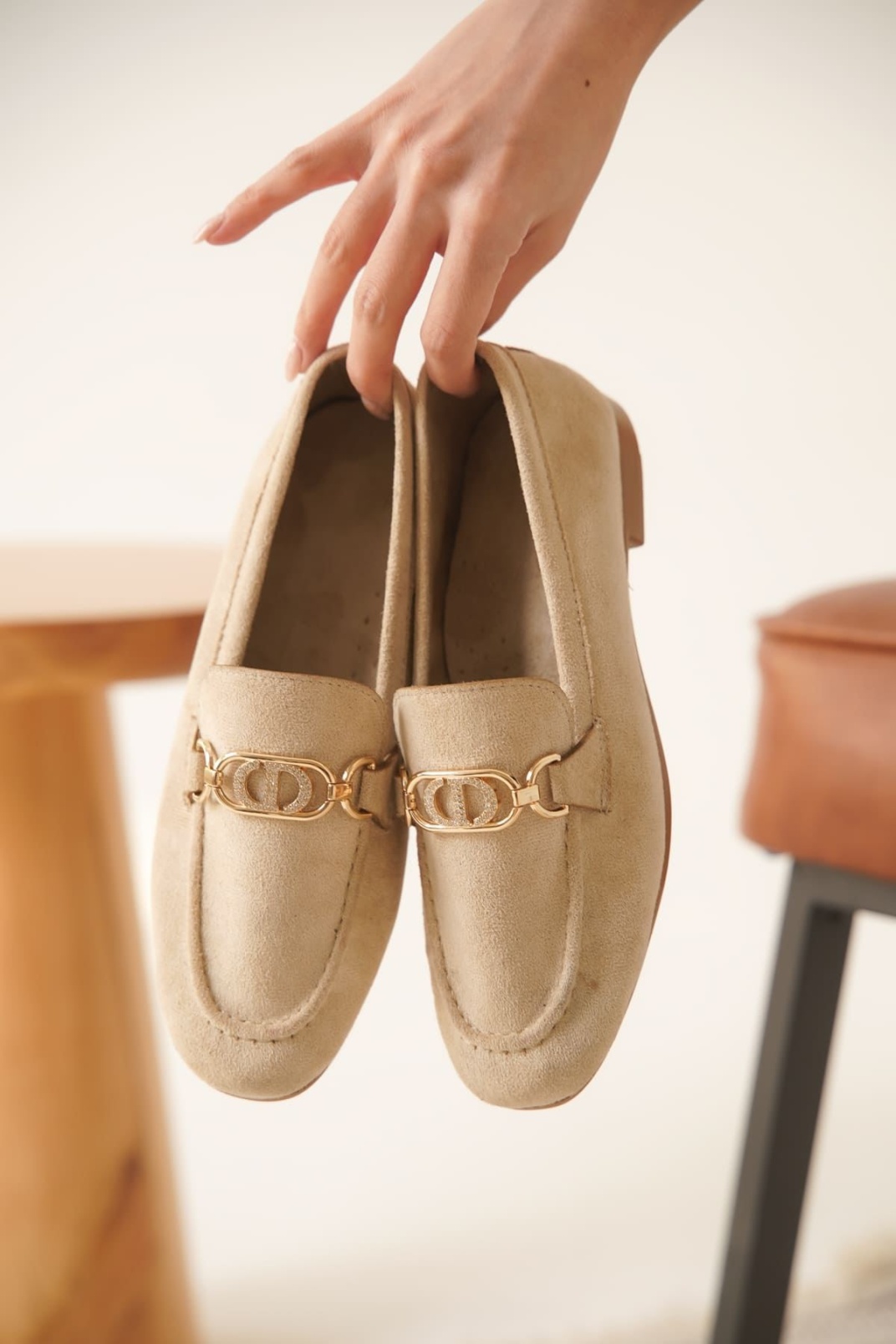 Kadın Süet Bej Günlük Ayakkabı TR27MS01B