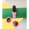 Pembe Teddy Gözlük ve Pembe Tavşan Figürlü Saat Kombin