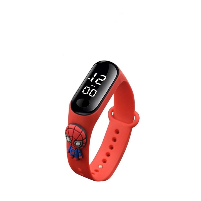 Kırmızı Spiderman Figürlü Çocuk Dijital Saat