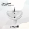 CREAVIT DUVARA DAYALI LAVABO OVAL BEYAZ 40*50CM TP155