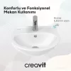 CREAVIT DUVARA DAYALI OVAL LAVABO BEYAZ 36*45CM TP145 DELİKLİ